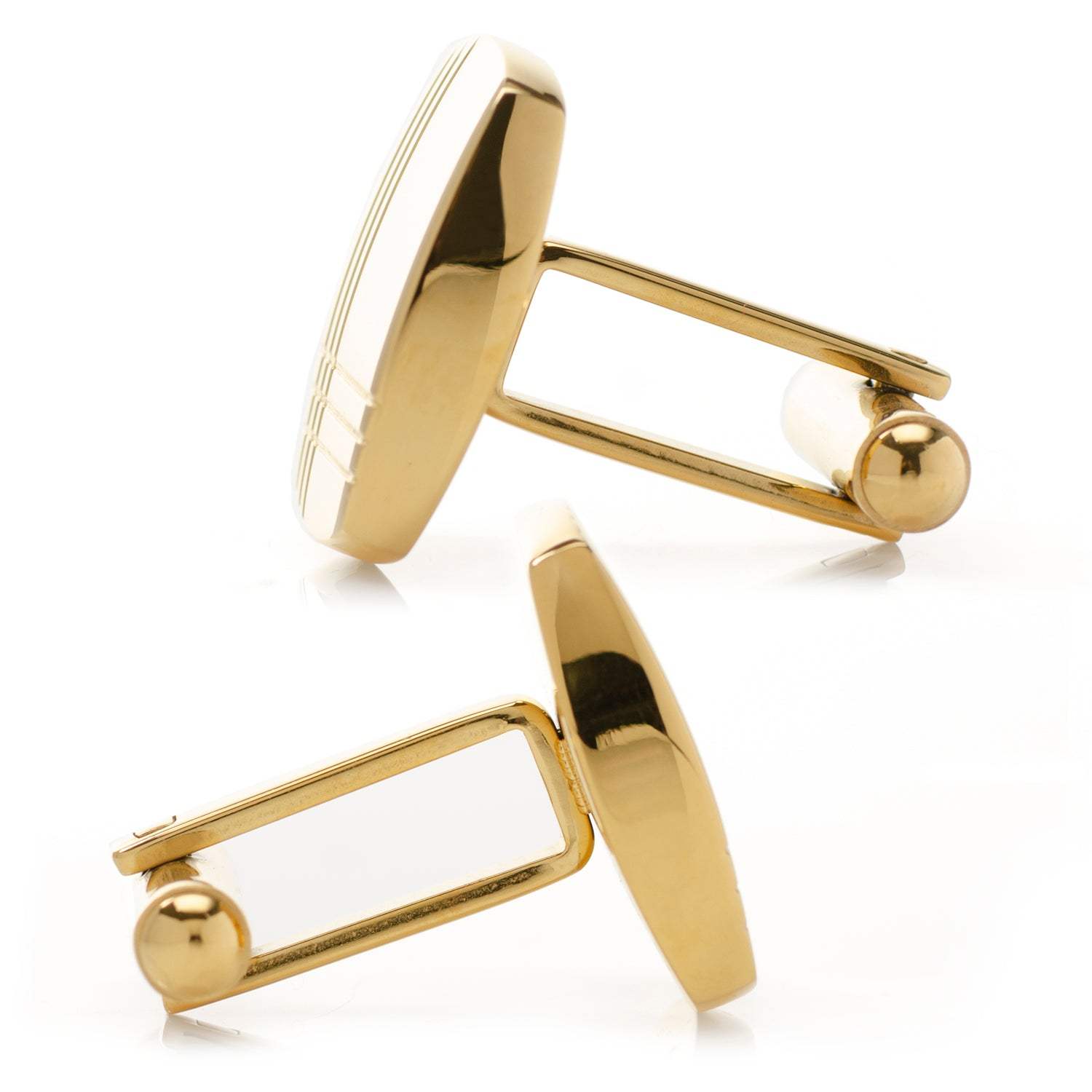 Stainless Steel Gold Tartan Plaid Cufflinks - Cufflinks.com - Flyclothing LLC