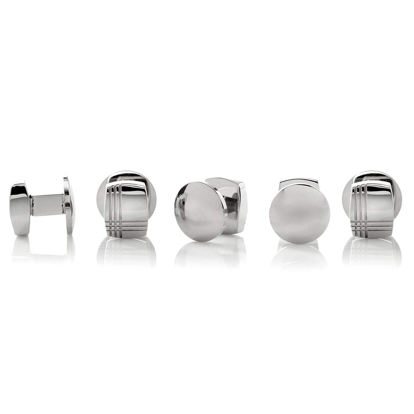 Stainless Steel Tartan Plaid 5-Stud Set - Cufflinks.com - Flyclothing LLC