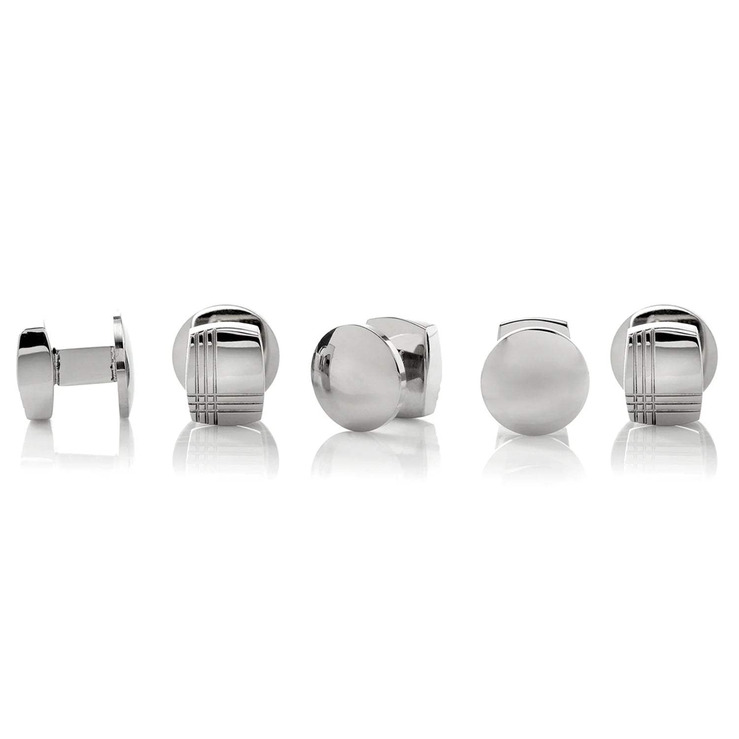 Stainless Steel Tartan Plaid 5-Stud Set - Cufflinks.com - Flyclothing LLC