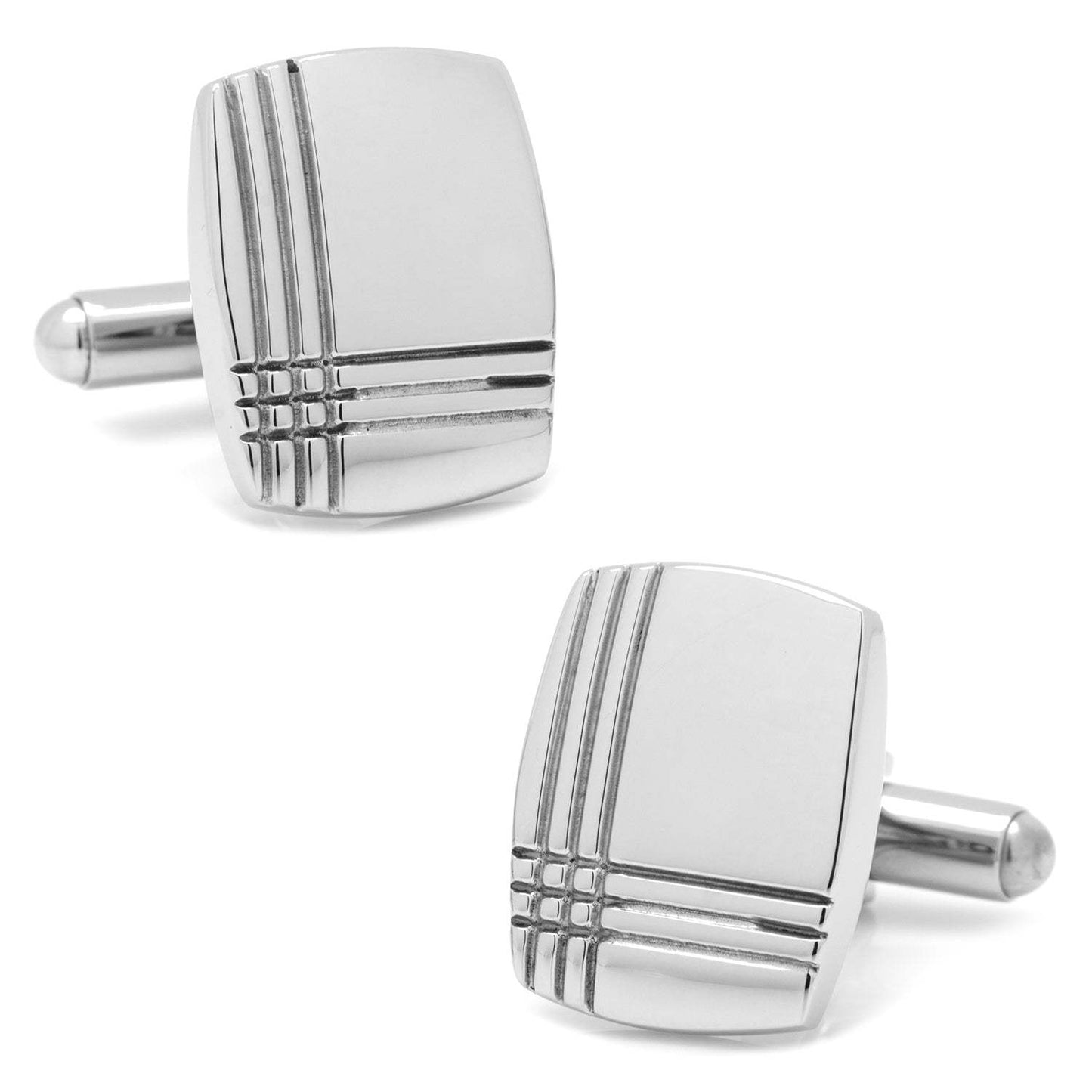 Stainless Steel Tartan Plaid 5-Stud Set - Cufflinks.com - Flyclothing LLC