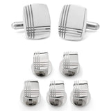 Stainless Steel Tartan Plaid 5-Stud Set - Cufflinks.com - Flyclothing LLC