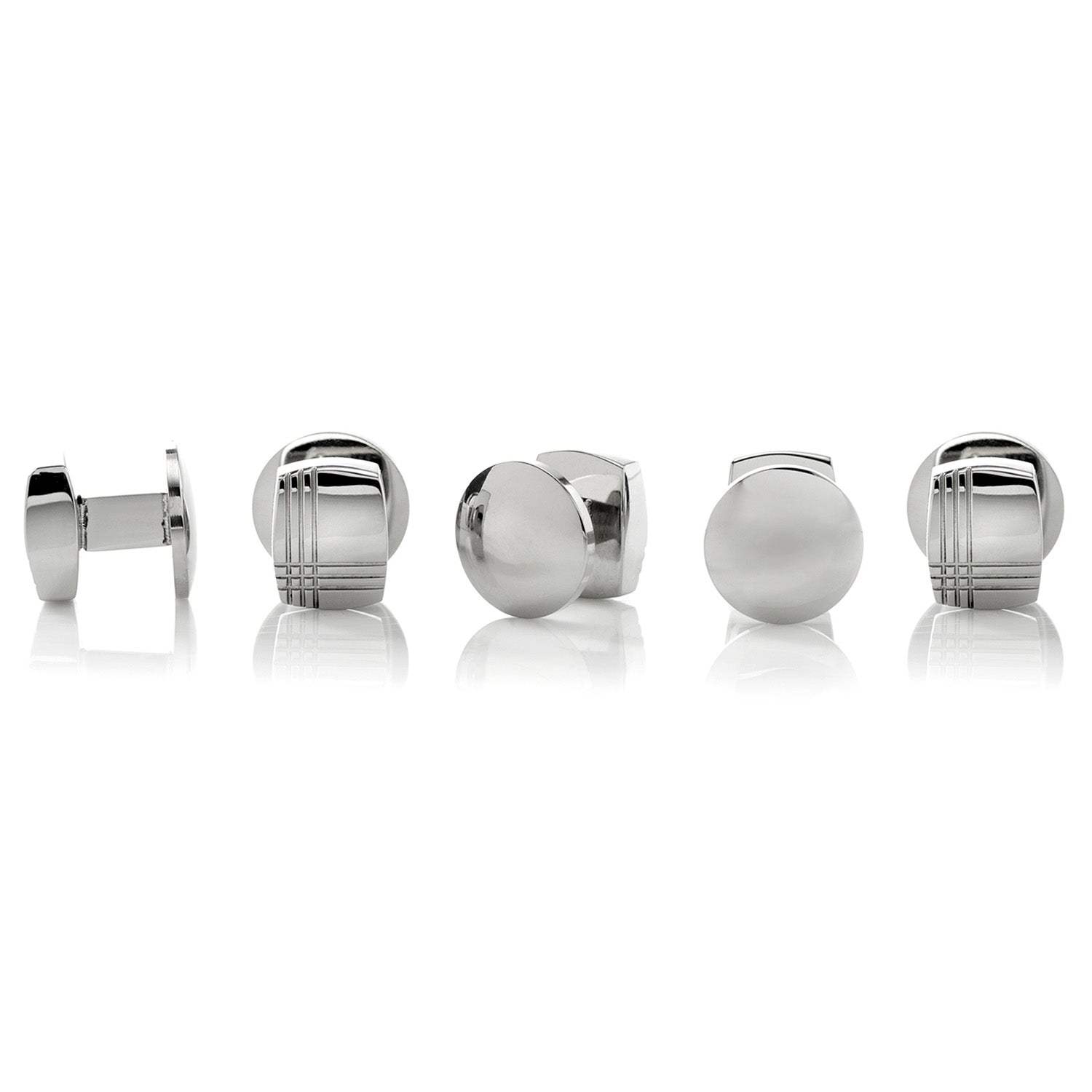 Stainless Steel Tartan Plaid 5-Studs - Cufflinks.com - Flyclothing LLC
