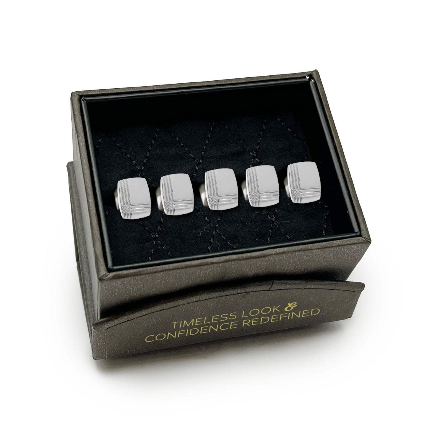 Stainless Steel Tartan Plaid 5-Studs - Cufflinks.com - Flyclothing LLC