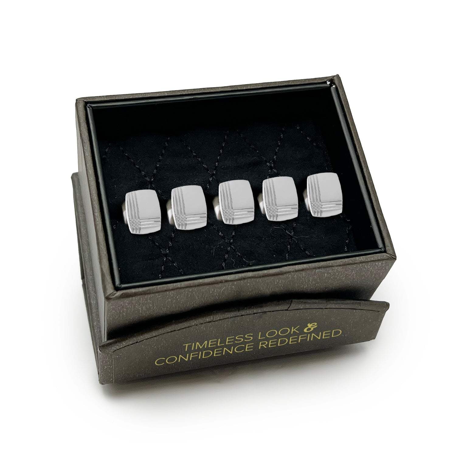 Stainless Steel Tartan Plaid 5-Studs - Cufflinks.com - Flyclothing LLC