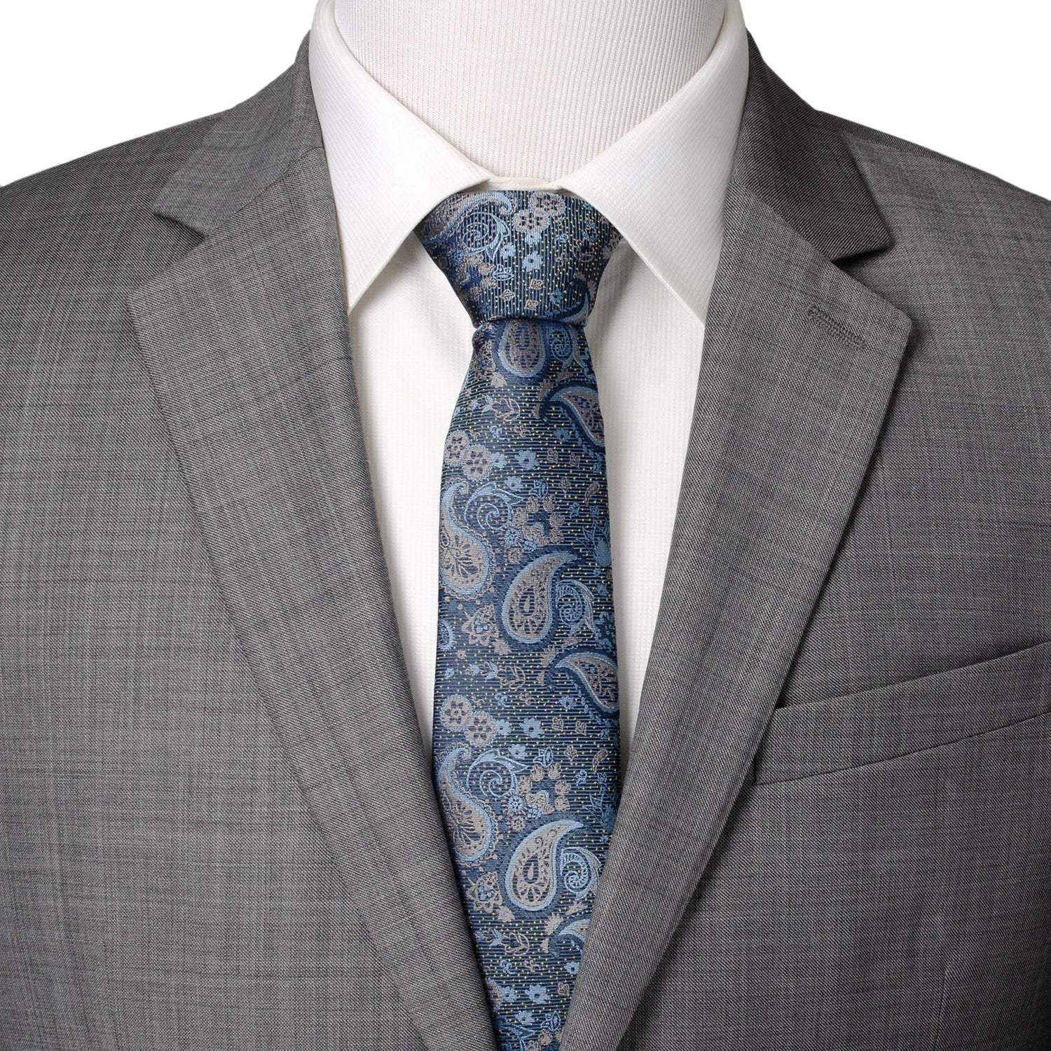 Blue & Gray Paisley Men's Tie - Cufflinks.com - Flyclothing LLC