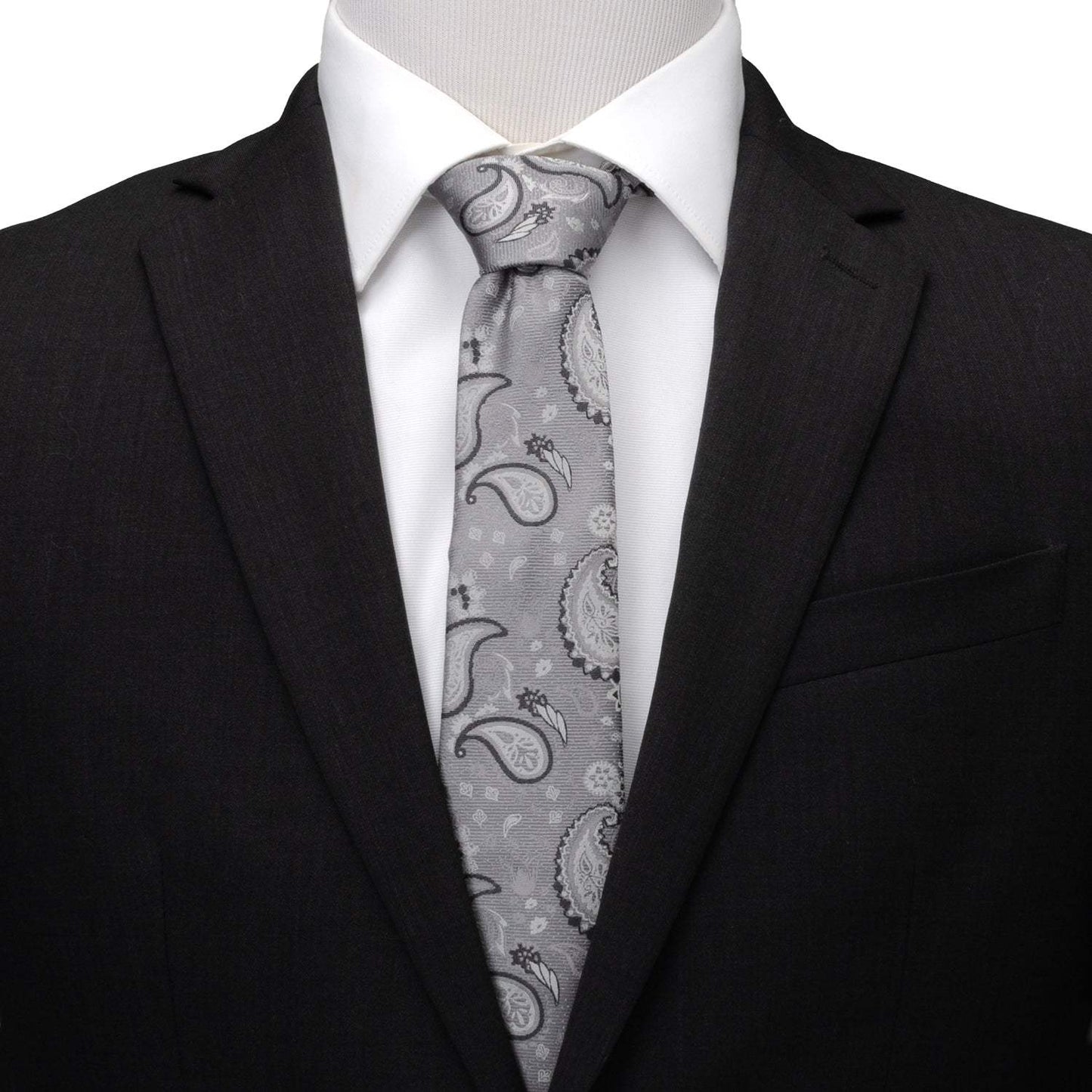 Gray Paisley Men's Tie - Cufflinks.com - Flyclothing LLC