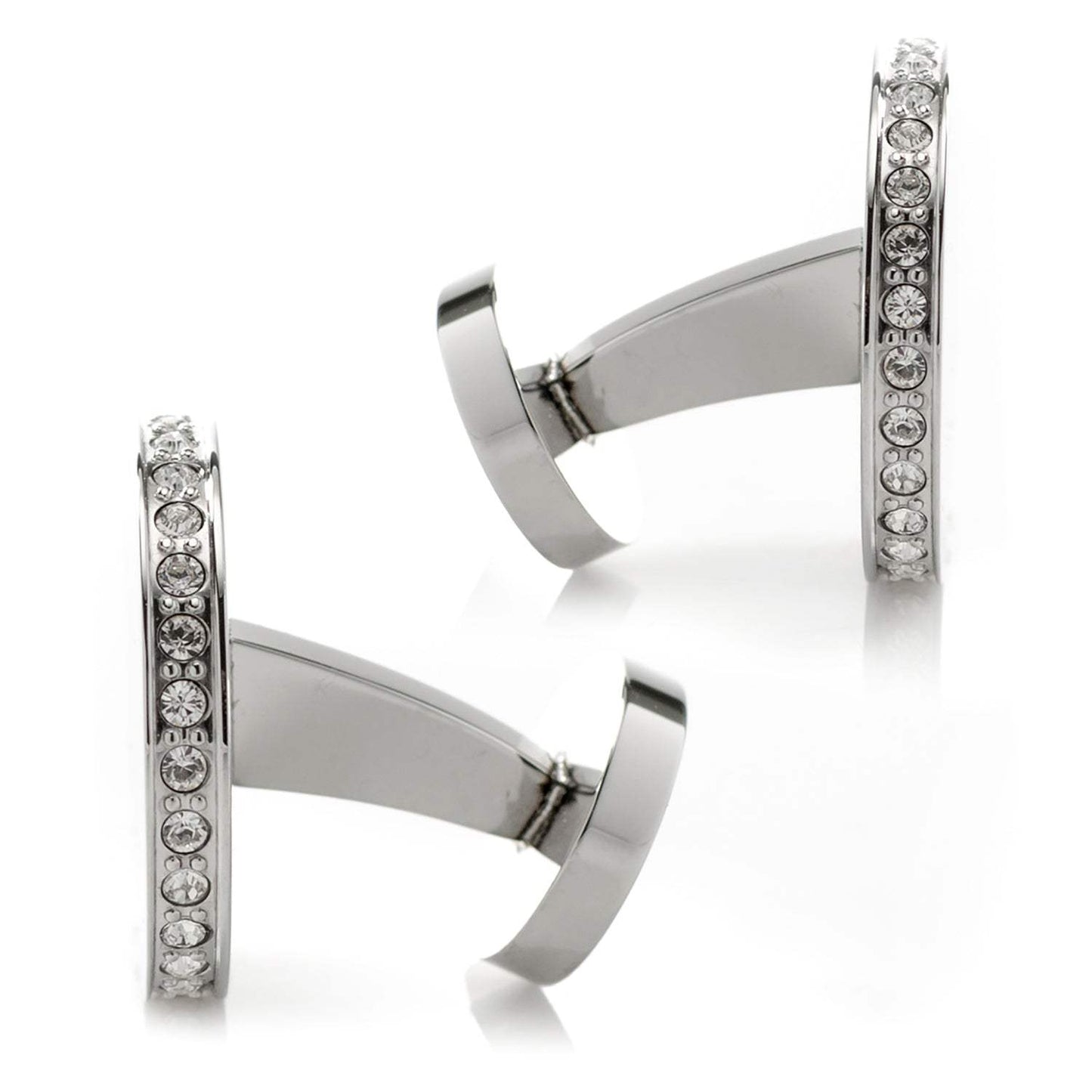 Stainless Steel Engravable Pave Edge Cufflinks - Cufflinks.com - Flyclothing LLC