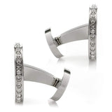 Stainless Steel Engravable Pave Edge Cufflinks - Cufflinks.com - Flyclothing LLC