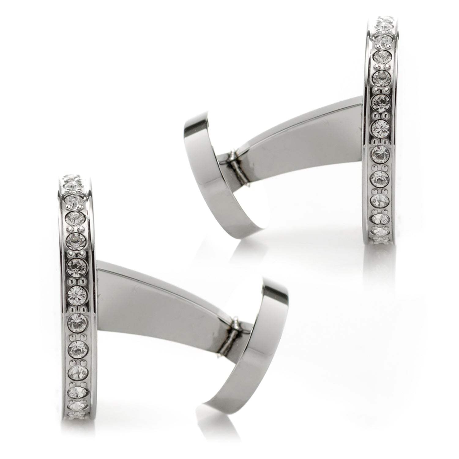 Stainless Steel Engravable Pave Edge Cufflinks - Cufflinks.com - Flyclothing LLC