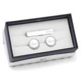Engravable Rope Border Round Cufflinks and Tie Bar Gift Set - Cufflinks.com - Flyclothing LLC