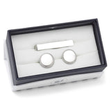 Engravable Rope Border Round Cufflinks and Tie Bar Gift Set - Cufflinks.com - Flyclothing LLC