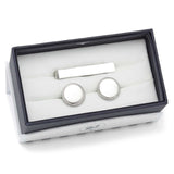Engravable Rope Border Round Cufflinks and Tie Bar Gift Set - Cufflinks.com - Flyclothing LLC