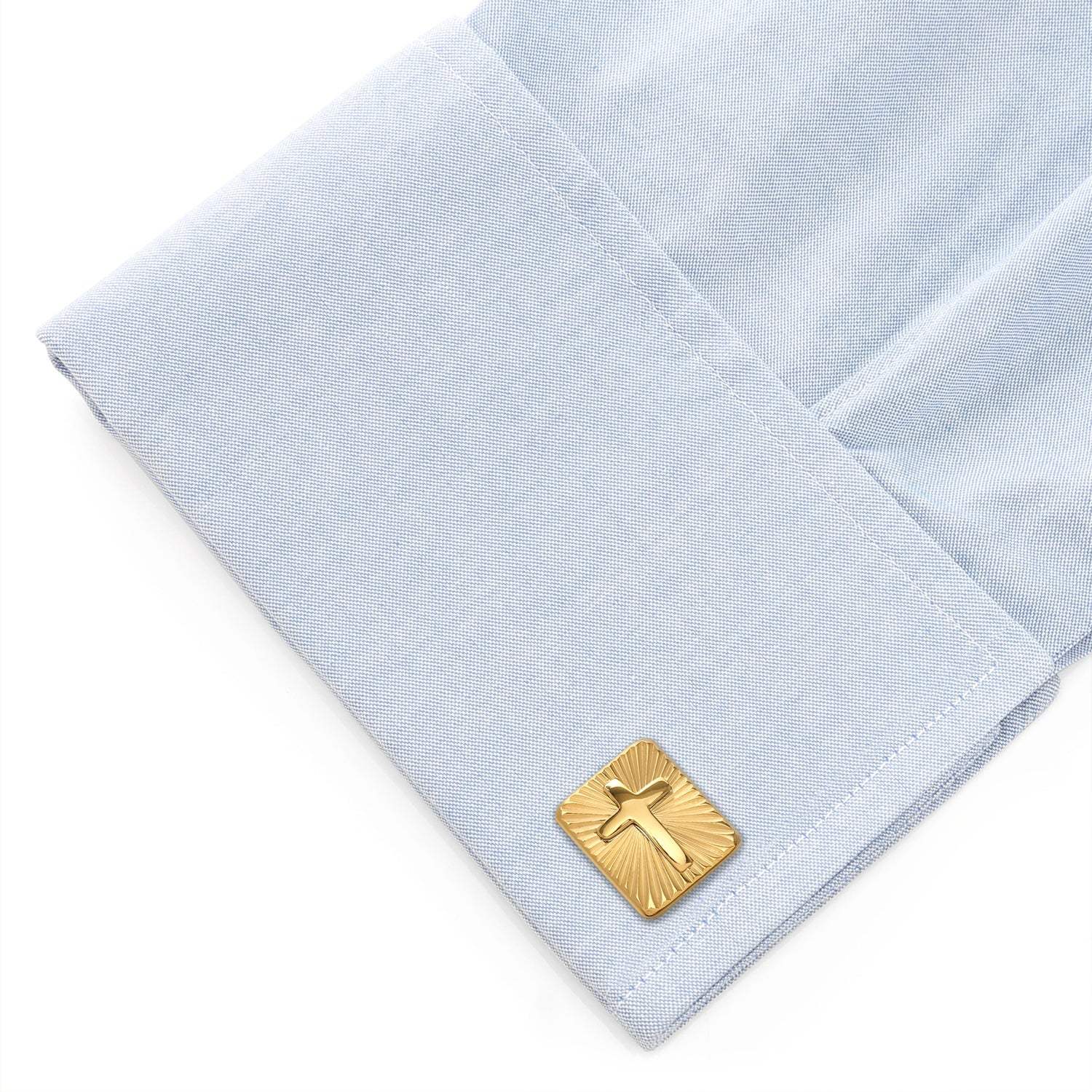 Radiant Cross Gold Stainless Steel Cufflinks - Cufflinks.com - Flyclothing LLC