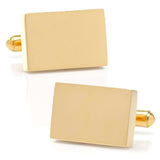 Engravable Rectangle Gold Cufflinks and Tie Bar Gift Set - Cufflinks.com - Flyclothing LLC