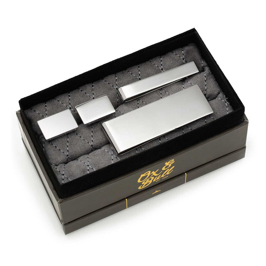 Engravable Rectangle Infinity 3-Piece Gift Set - Cufflinks.com - Flyclothing LLC