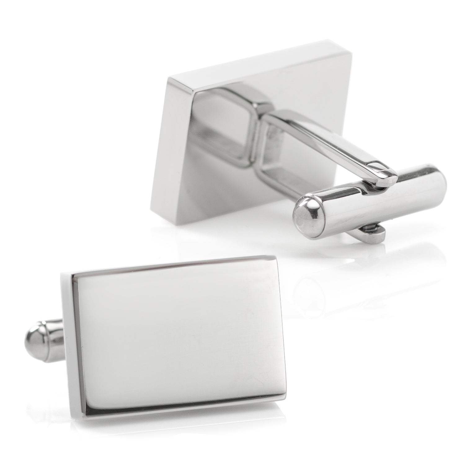 Engravable Rectangle Cufflinks and Tie Bar Gift Set - Cufflinks.com - Flyclothing LLC
