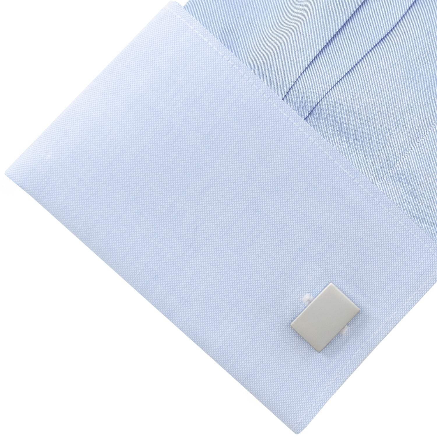 Engravable Rectangle Cufflinks and Tie Bar Gift Set - Cufflinks.com - Flyclothing LLC