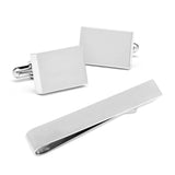 Engravable Rectangle Cufflinks and Tie Bar Gift Set - Cufflinks.com - Flyclothing LLC
