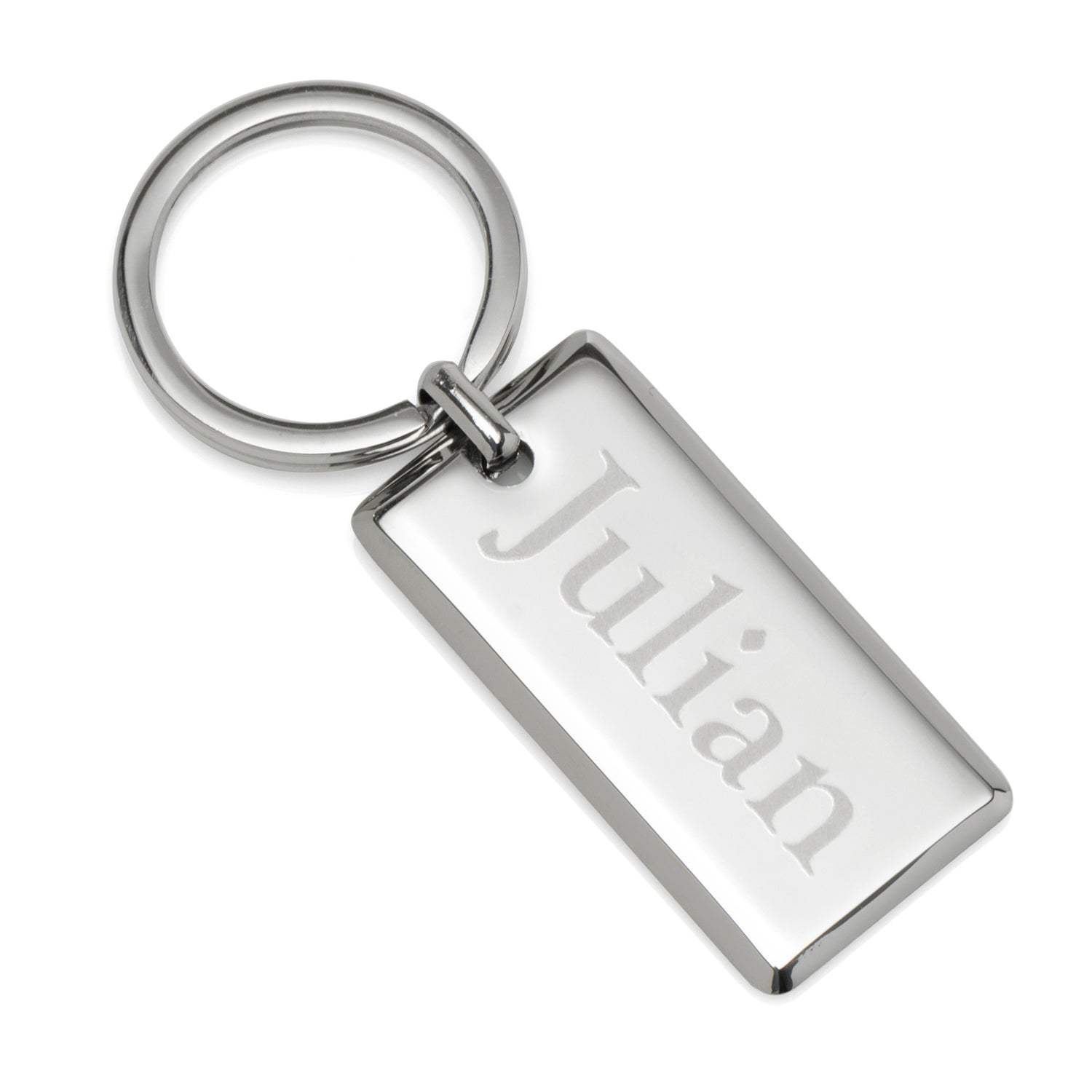 Rectangle Engravable Stainless Steel Key Chain - Cufflinks.com - Flyclothing LLC