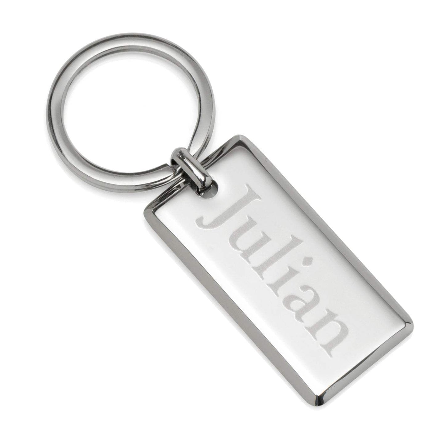 Rectangle Engravable Stainless Steel Key Chain - Cufflinks.com - Flyclothing LLC