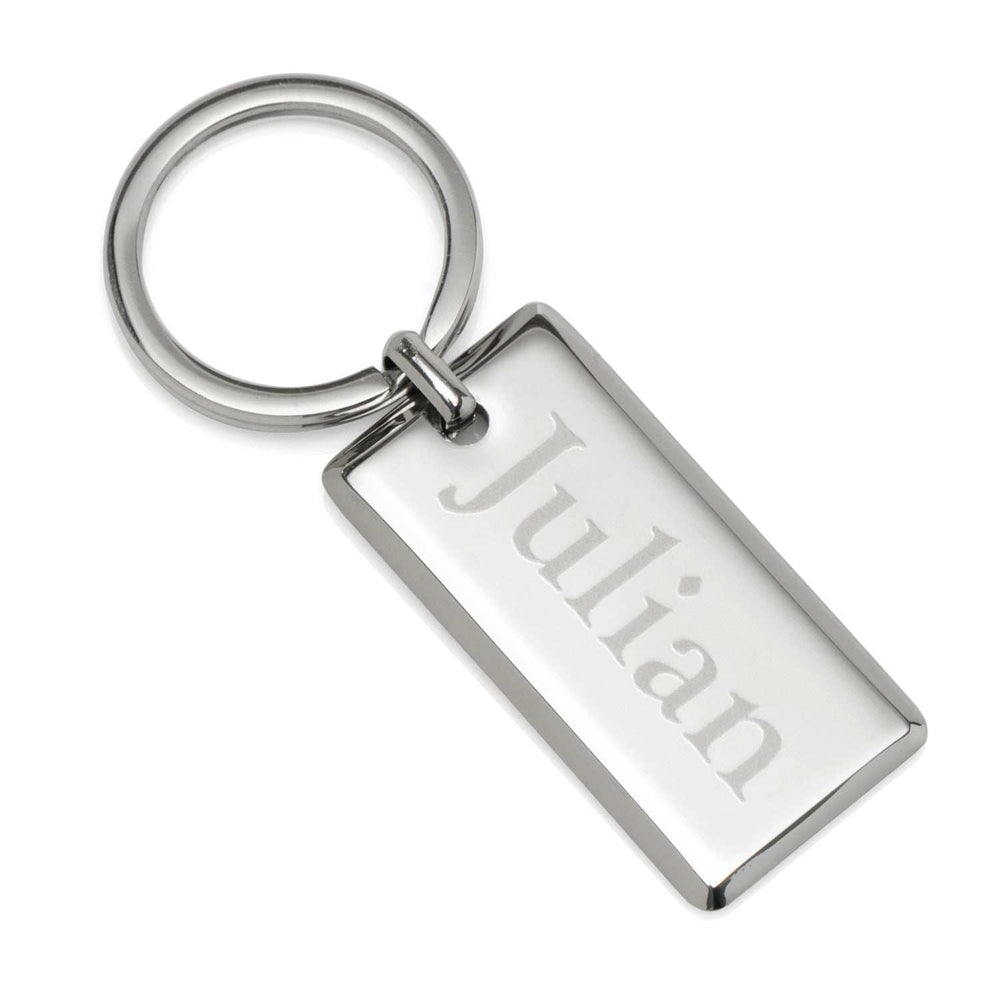 Rectangle Engravable Stainless Steel Key Chain - Cufflinks.com - Flyclothing LLC