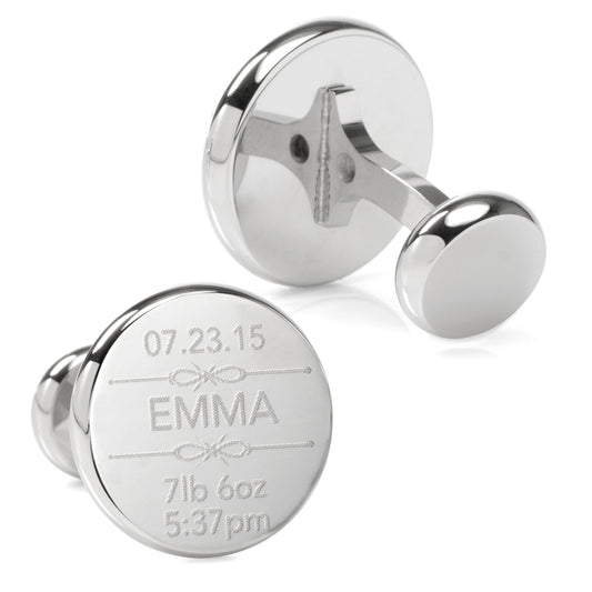 Birth Details Custom Photo Engravable Cufflinks