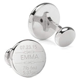 Birth Details Custom Photo Engravable Cufflinks - Cufflinks.com - Flyclothing LLC