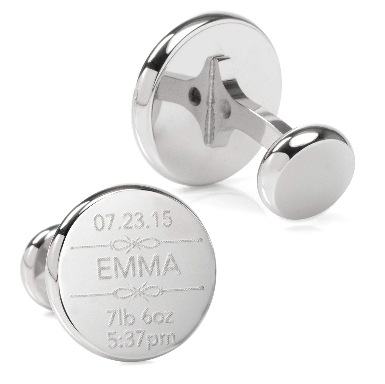 Birth Details Custom Photo Engravable Cufflinks - Cufflinks.com - Flyclothing LLC