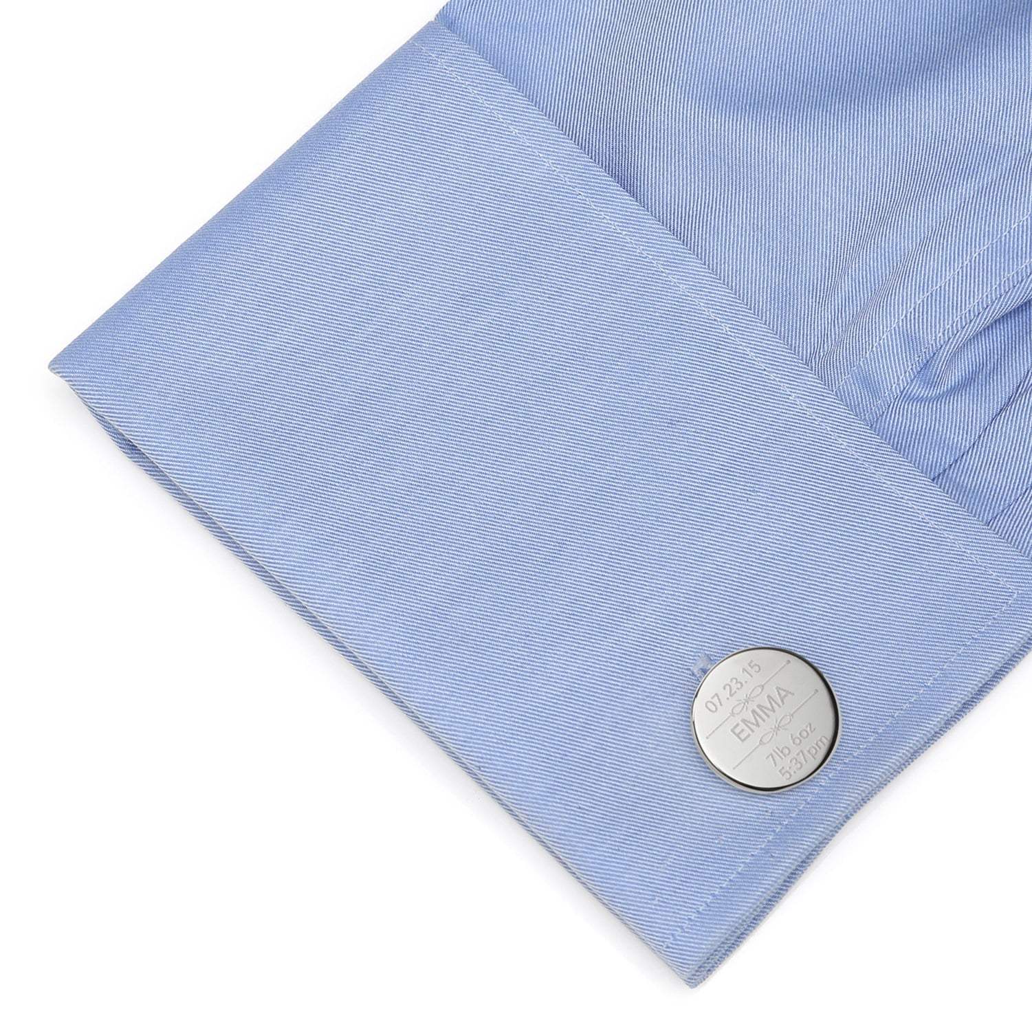 Birth Details Custom Photo Engravable Cufflinks - Cufflinks.com - Flyclothing LLC