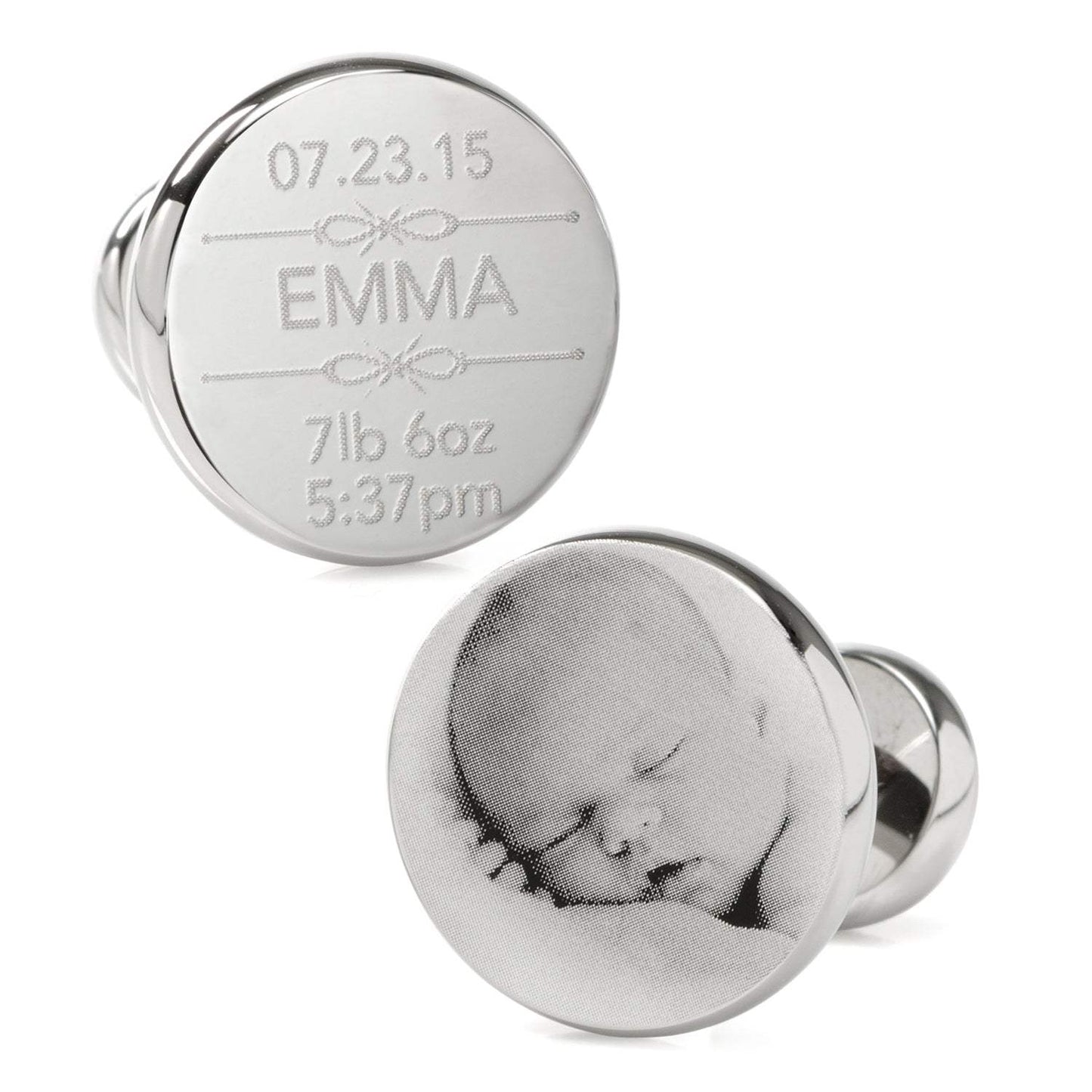 Birth Details Custom Photo Engravable Cufflinks - Cufflinks.com - Flyclothing LLC