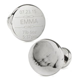 Birth Details Custom Photo Engravable Cufflinks
