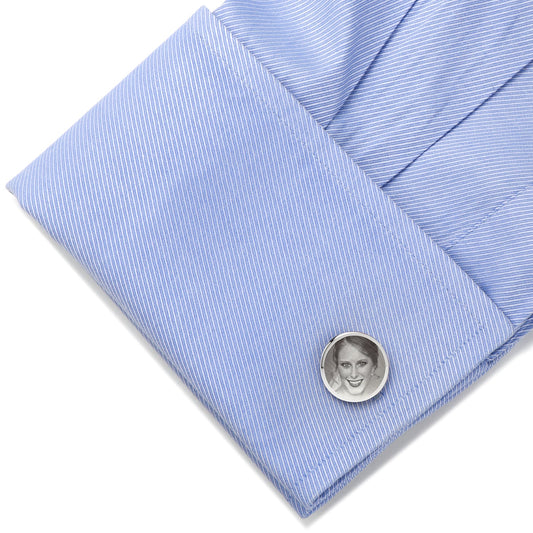 Custom Engraved Round Photo Cufflinks