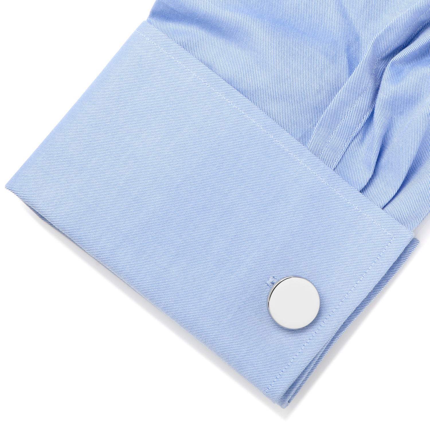 Stainless Steel Engravable Classic Round Cufflinks - Cufflinks.com - Flyclothing LLC