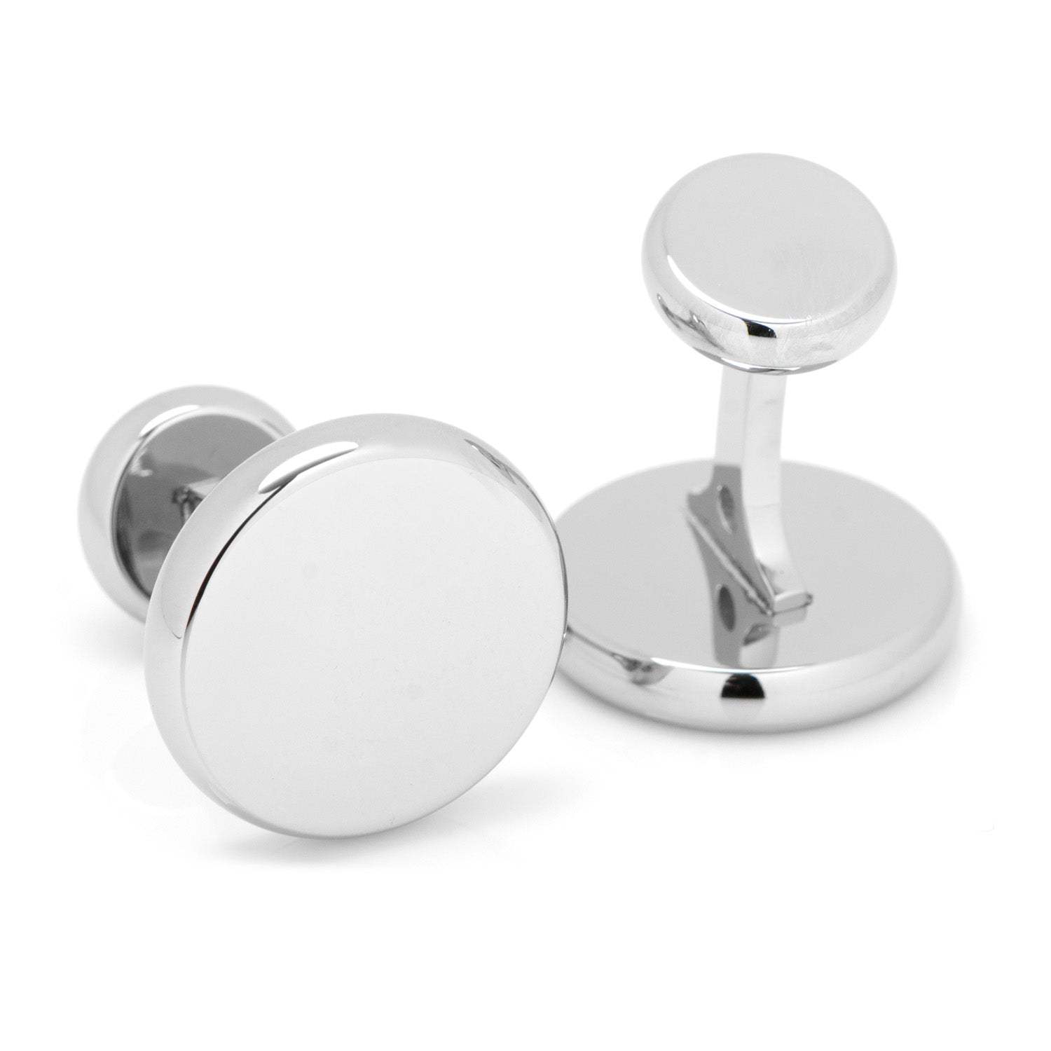 Stainless Steel Engravable Classic Round Cufflinks - Cufflinks.com - Flyclothing LLC