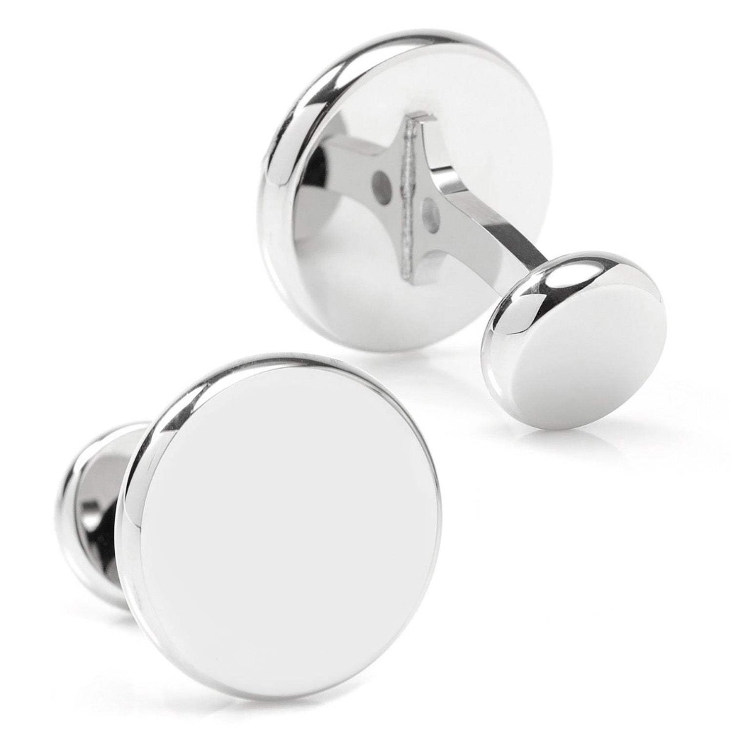 Stainless Steel Engravable Classic Round Cufflinks - Cufflinks.com - Flyclothing LLC