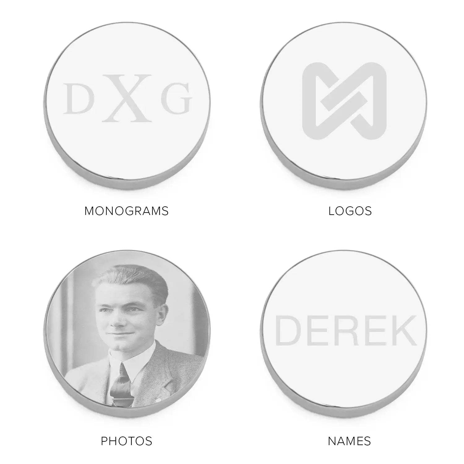 Stainless Steel Engravable Classic Round Cufflinks - Cufflinks.com - Flyclothing LLC