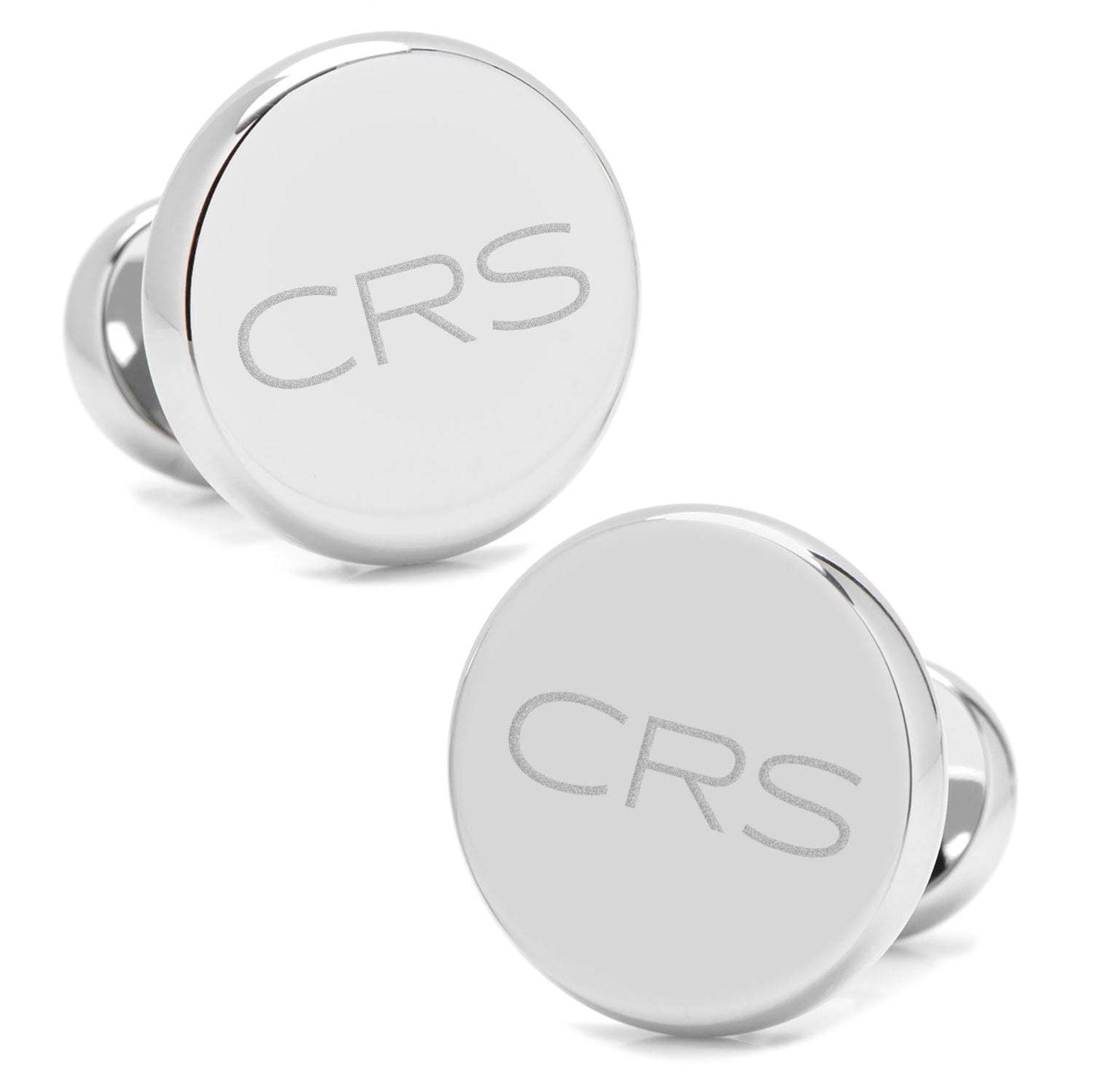 Stainless Steel Engravable Classic Round Cufflinks - Cufflinks.com - Flyclothing LLC