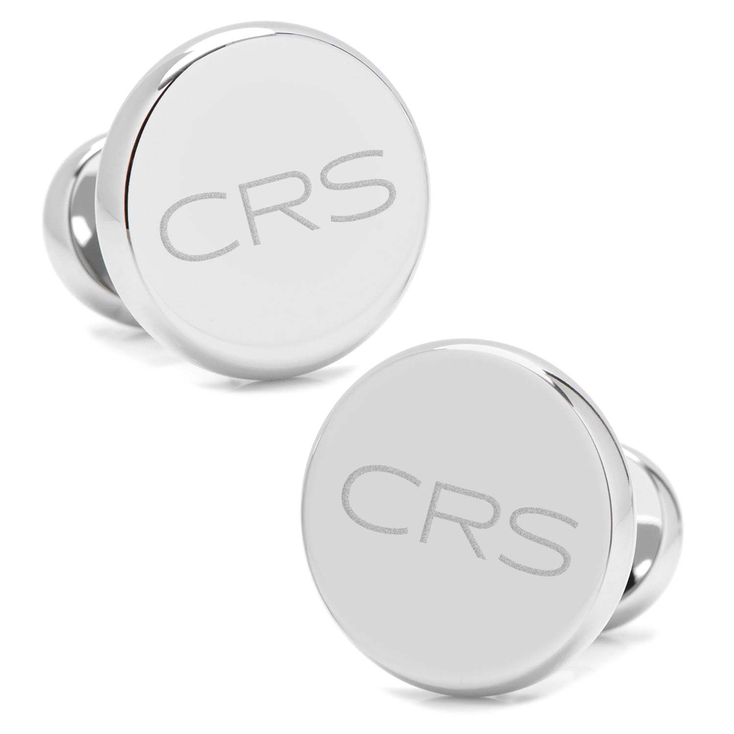 Stainless Steel Engravable Classic Round Cufflinks - Cufflinks.com - Flyclothing LLC