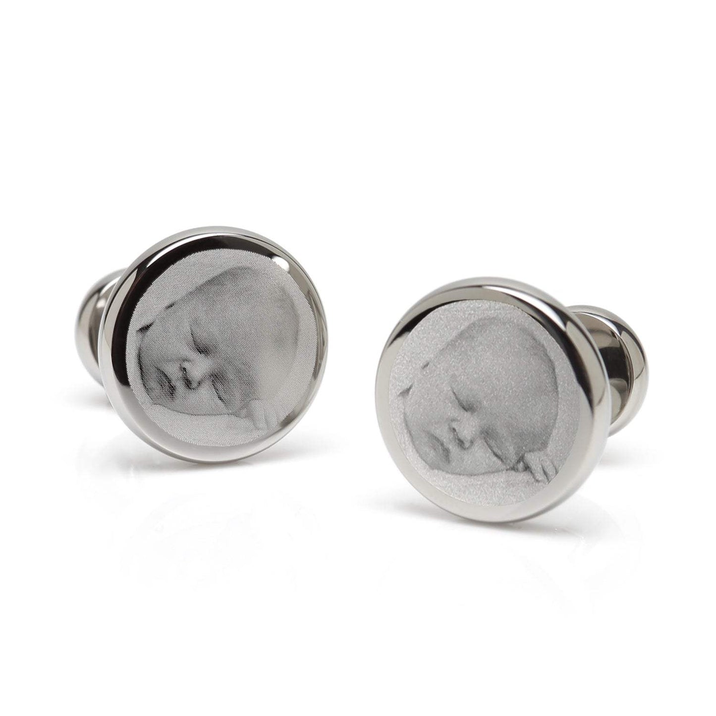 Stainless Steel Engravable Classic Round Cufflinks - Cufflinks.com - Flyclothing LLC