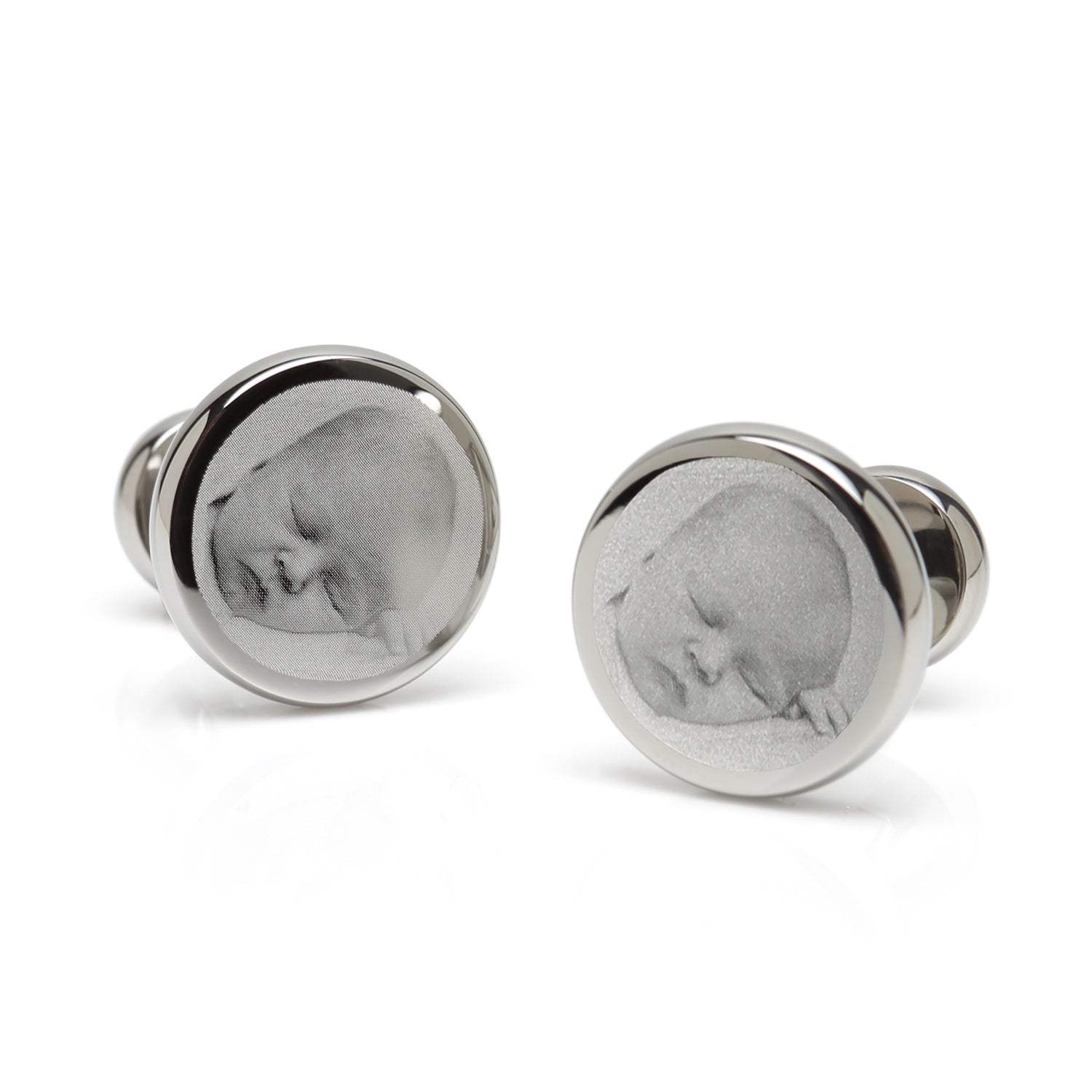 Stainless Steel Engravable Classic Round Cufflinks - Cufflinks.com - Flyclothing LLC