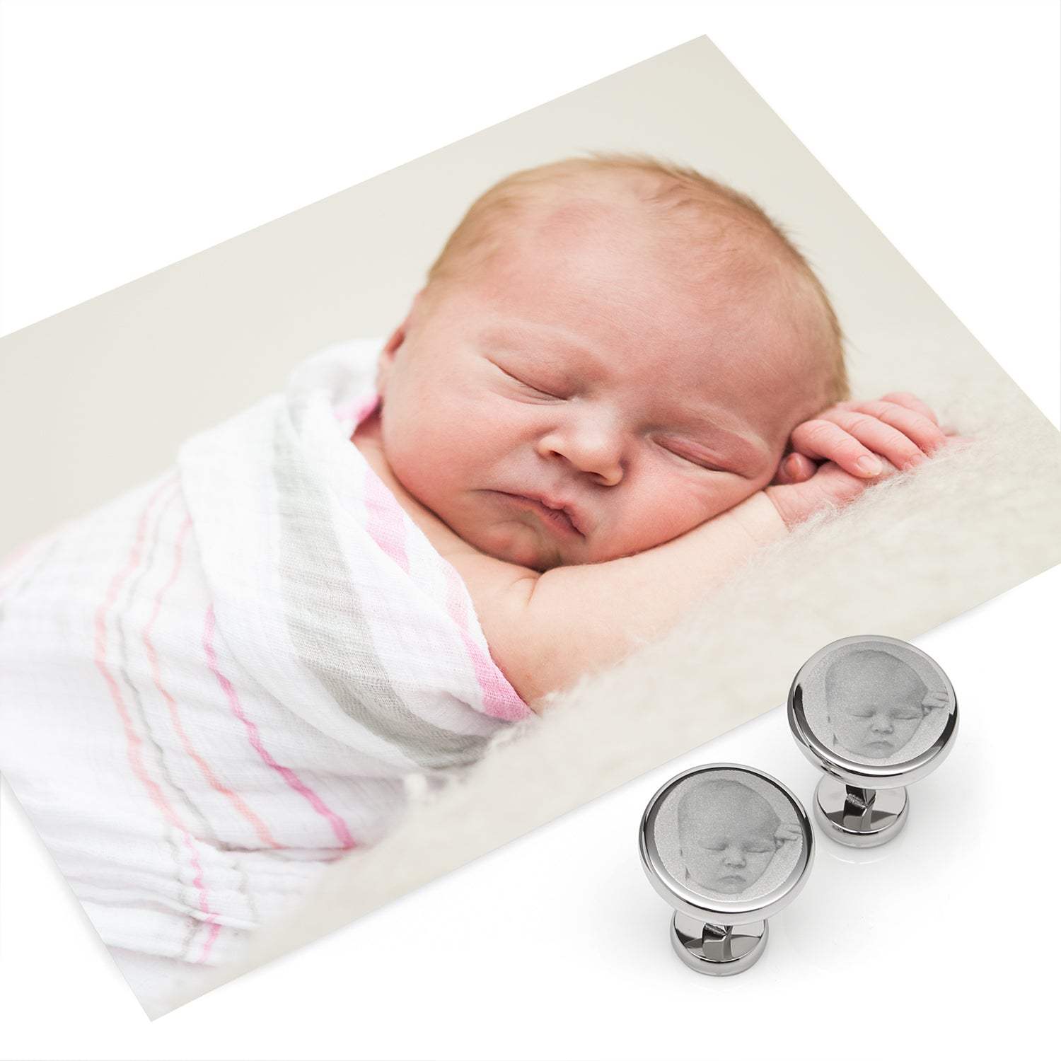 Stainless Steel Engravable Classic Round Cufflinks - Cufflinks.com - Flyclothing LLC