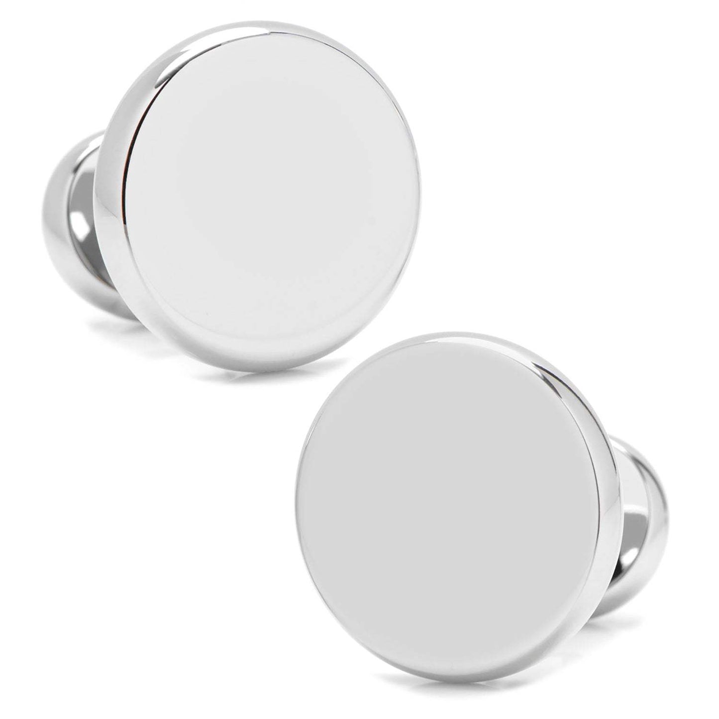 Stainless Steel Engravable Classic Round Cufflinks - Cufflinks.com - Flyclothing LLC