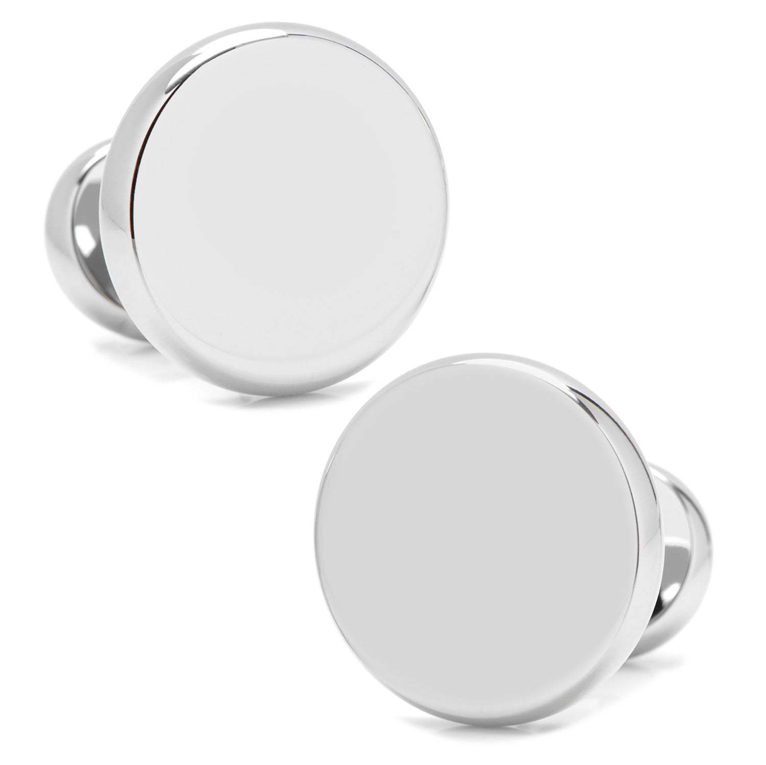 Stainless Steel Engravable Classic Round Cufflinks - Cufflinks.com - Flyclothing LLC