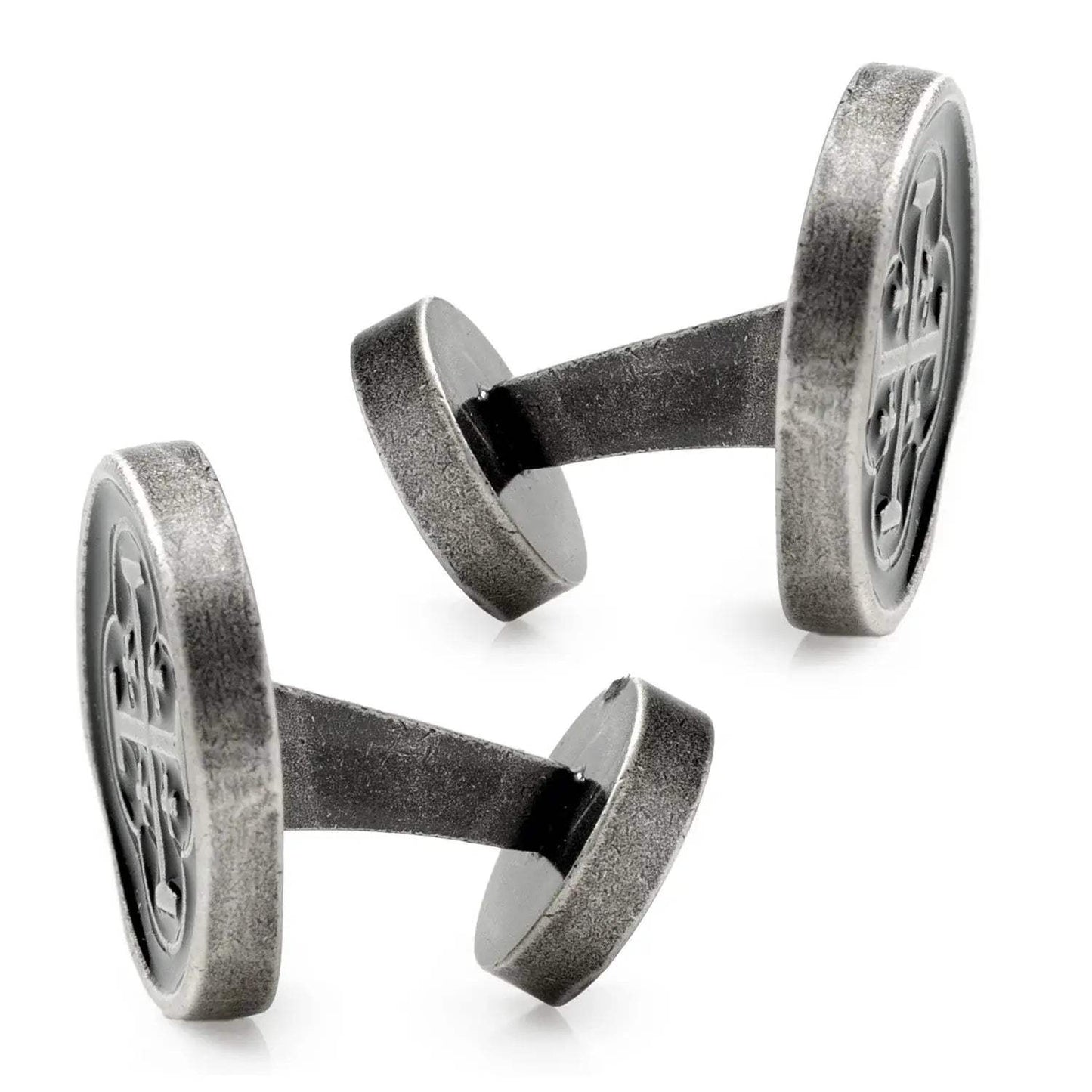 Shipwreck Cross Coin Antique Silver Cufflinks - Cufflinks.com - Flyclothing LLC