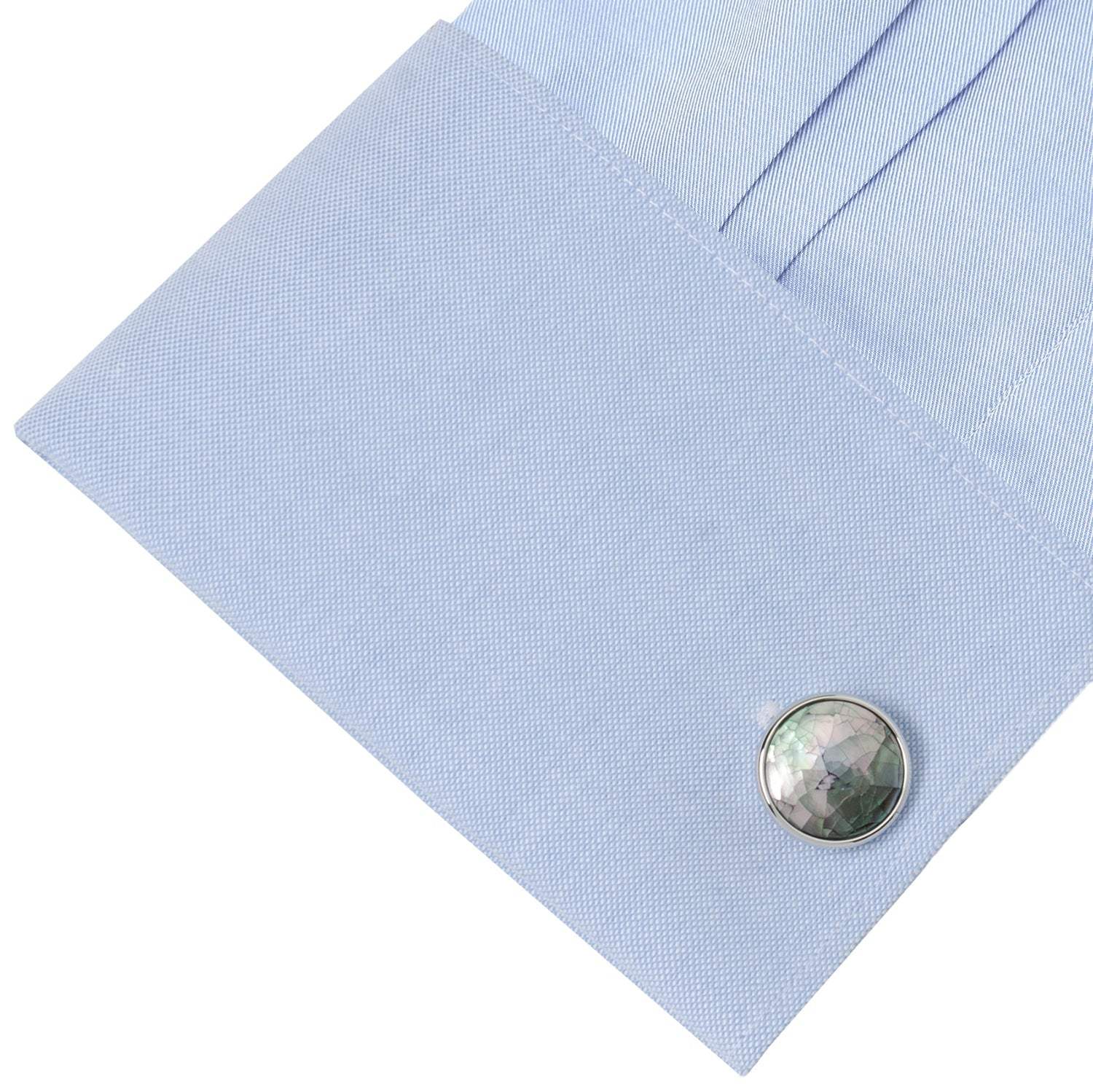 Sterling Mosaic Smoke Mother of Pearl Cufflinks - Cufflinks.com - Flyclothing LLC