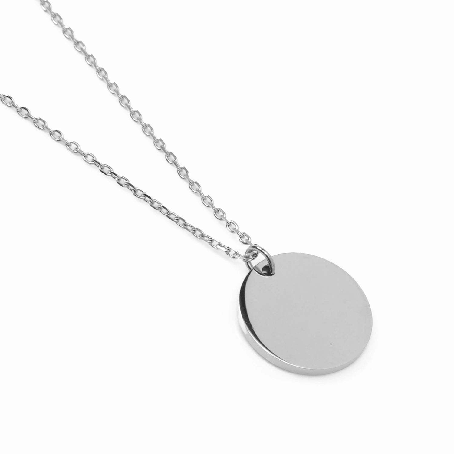 Stainless Steel Engravable Round Pendant Women's Necklace - Cufflinks.com - Flyclothing LLC