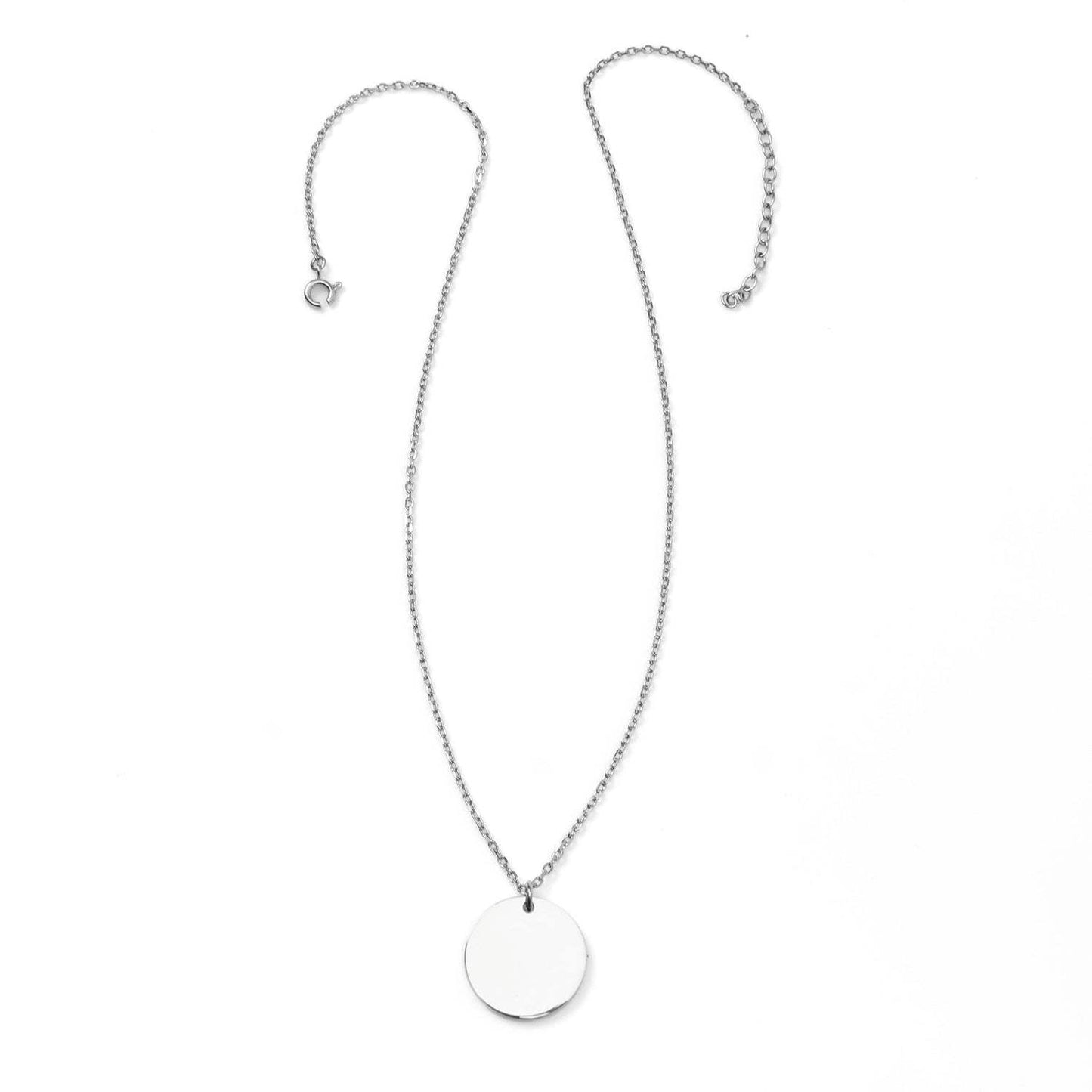 Stainless Steel Engravable Round Pendant Women's Necklace - Cufflinks.com - Flyclothing LLC