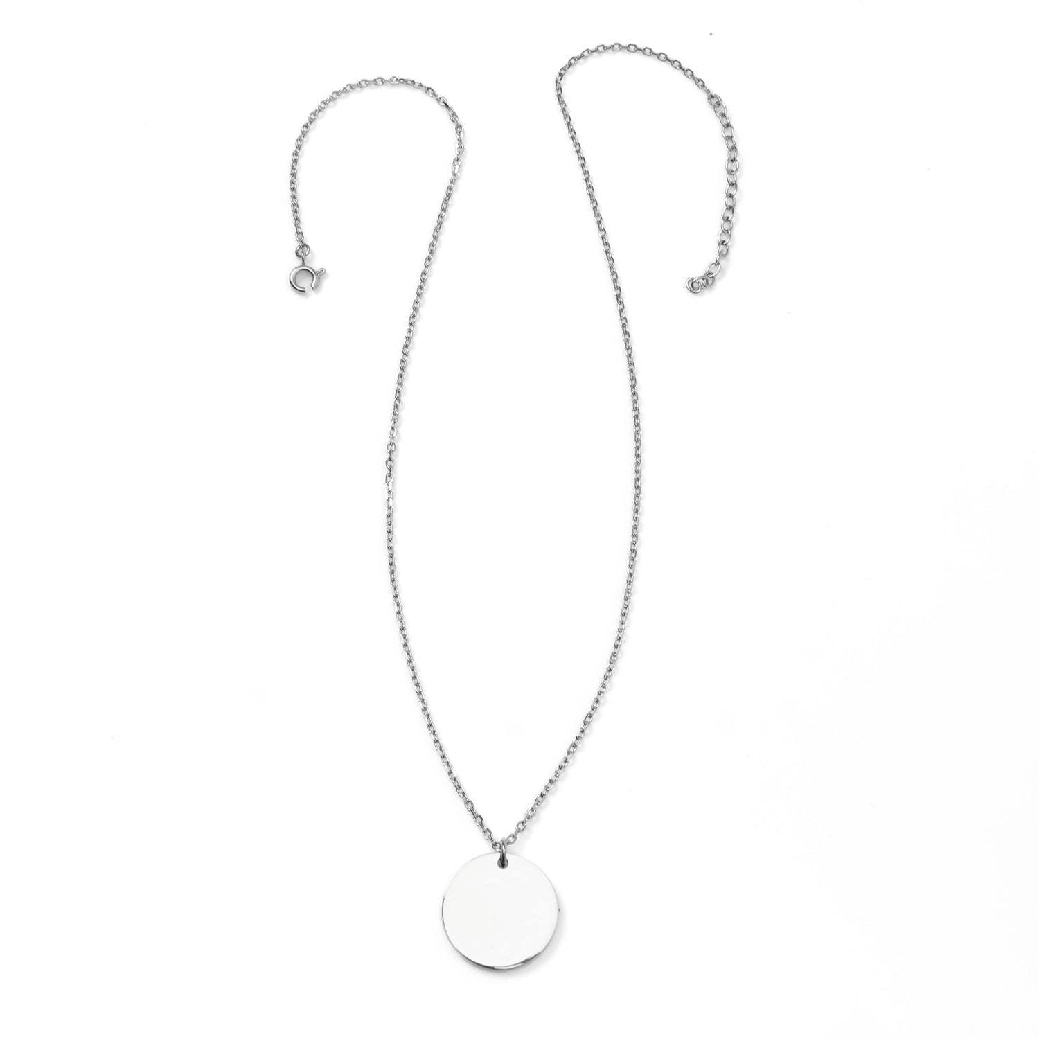 Stainless Steel Engravable Round Pendant Women's Necklace - Cufflinks.com - Flyclothing LLC