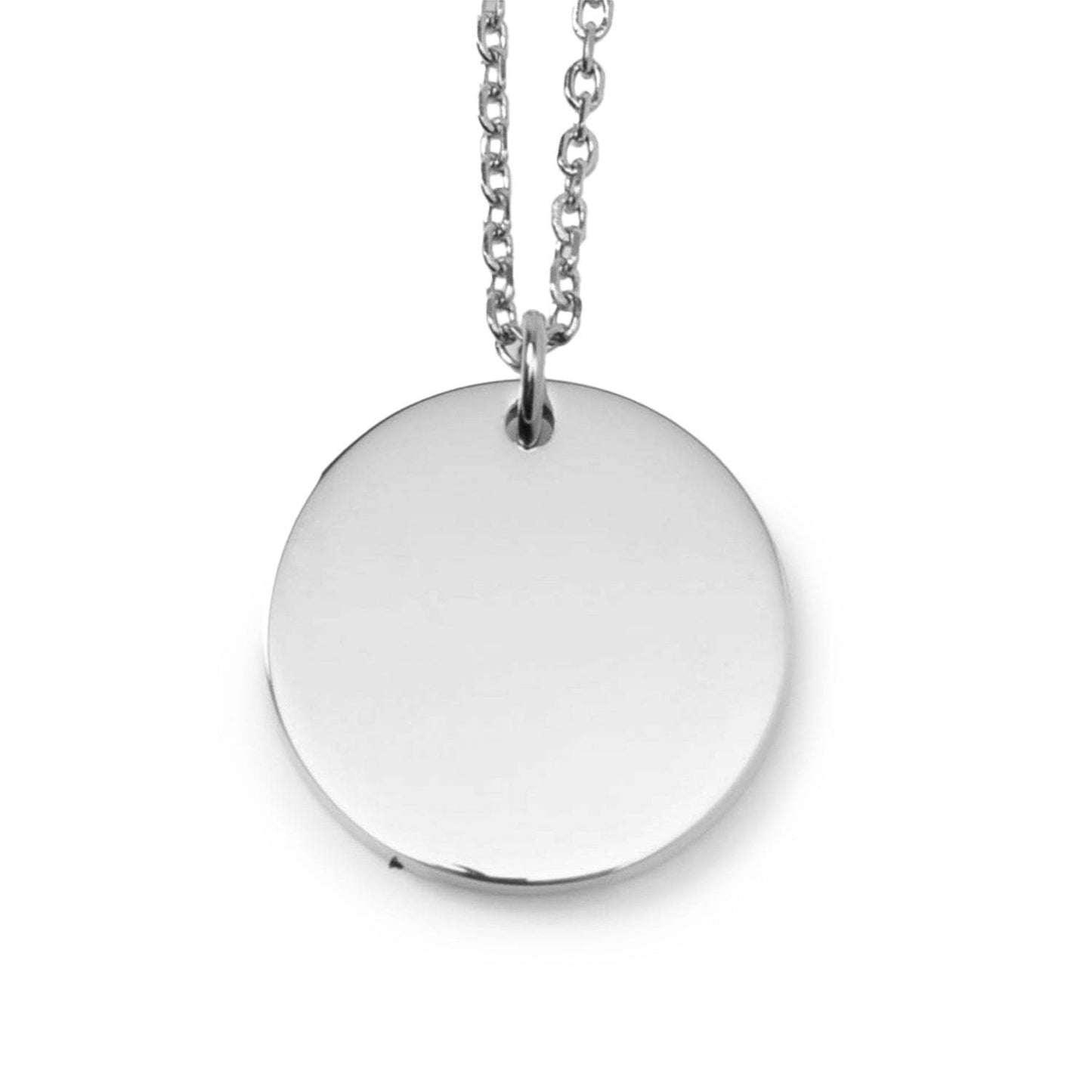 Stainless Steel Engravable Round Pendant Women's Necklace - Cufflinks.com - Flyclothing LLC