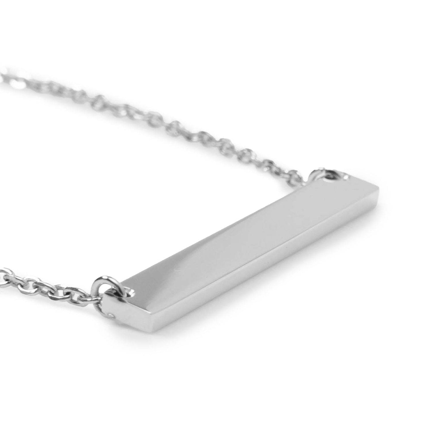 Stainless Steel Engravable Bar Pendant Women's Necklace - Cufflinks.com - Flyclothing LLC